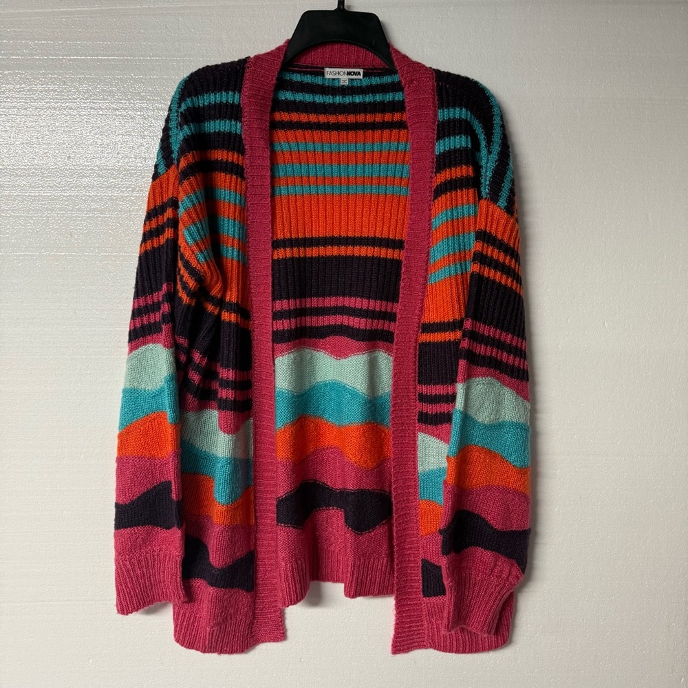 Fashion Nova Multicolor Striped Cardigan